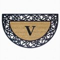 Nedia Home Nedia Home 18023V Acanthus Border 22 x 36 In. Half Round Rubber-Coir Doormat - Monogrammed V 18023V